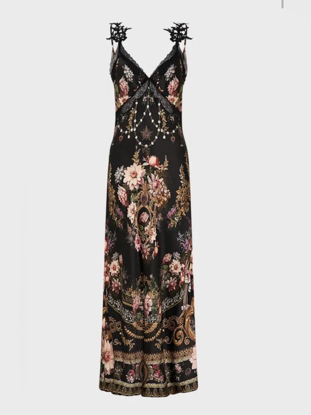 Camilla Bias Silk V-Neck Maxi Slip Dress
